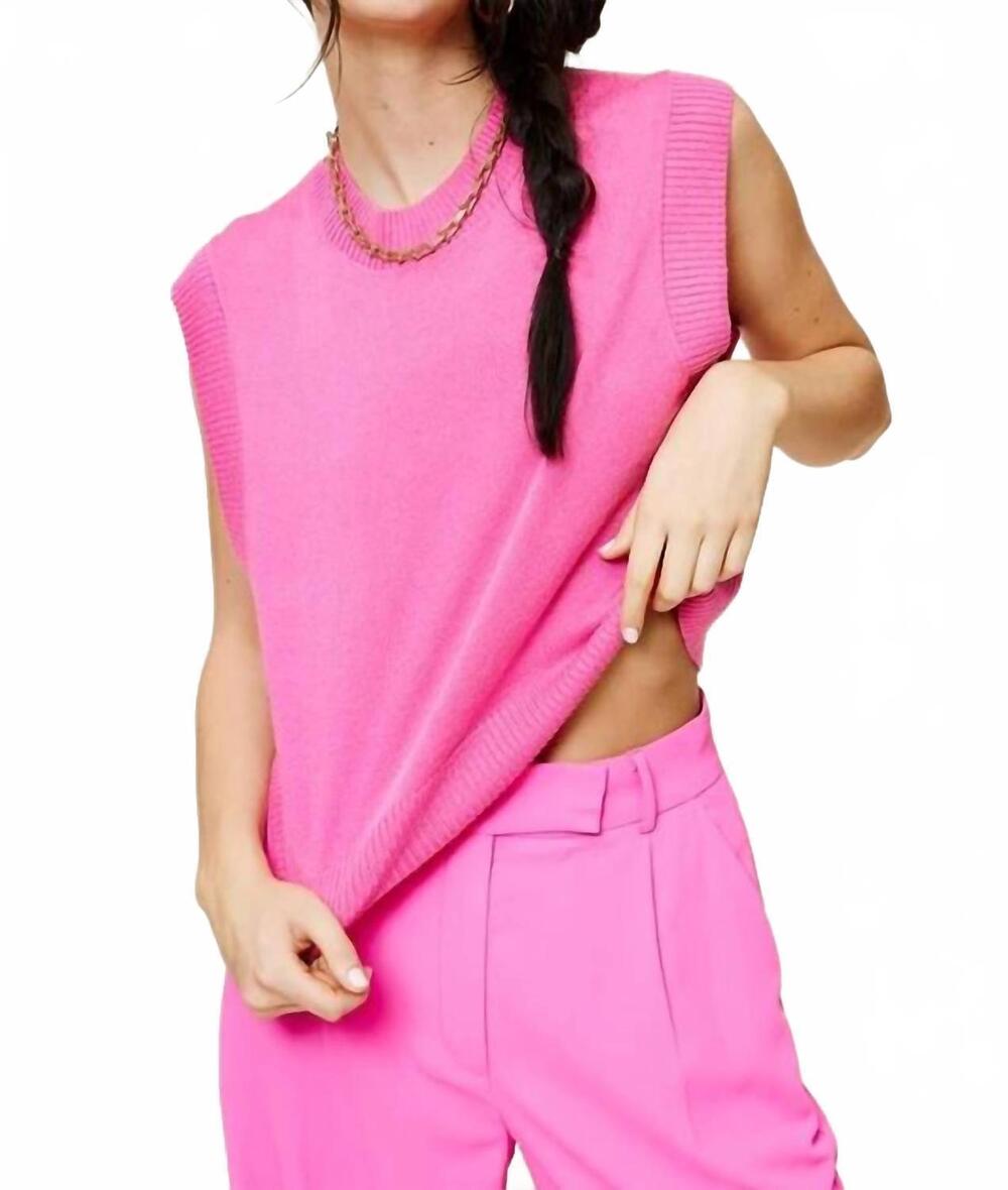 NEW MIMOSA solid knit sweater vest in pink